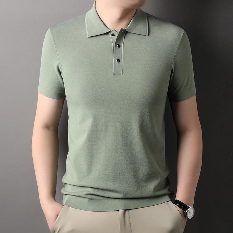 Men's Loose Polo Shirt Summer New Middle-Aged Leisure Short-Sleeved Men's Hemming Trendy T-shirt Men