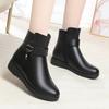 Women's Ladies Mother Female Genuine Leather Ankle Boots Platform Wedges Shoes Winter Round Toe Non Slip Plush Wool Warm Zipper