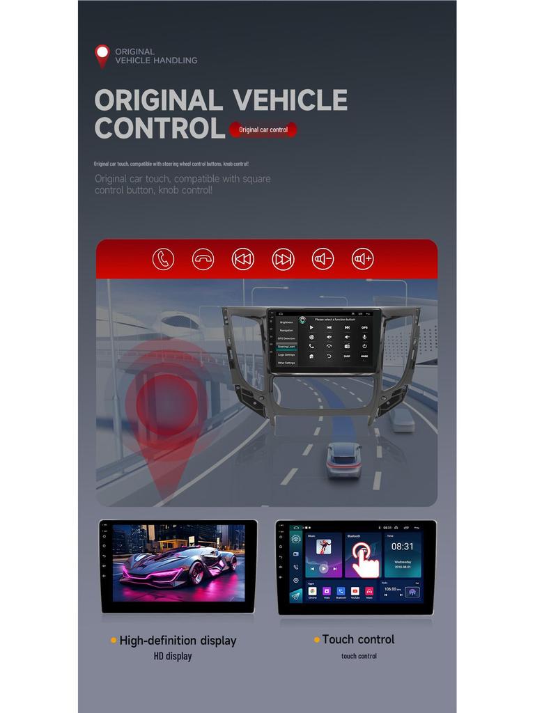 Compatible with 20 Mitsubishi Lancer models, this Android smart navigation system features mobile phone integration, voice control, and WIFI.