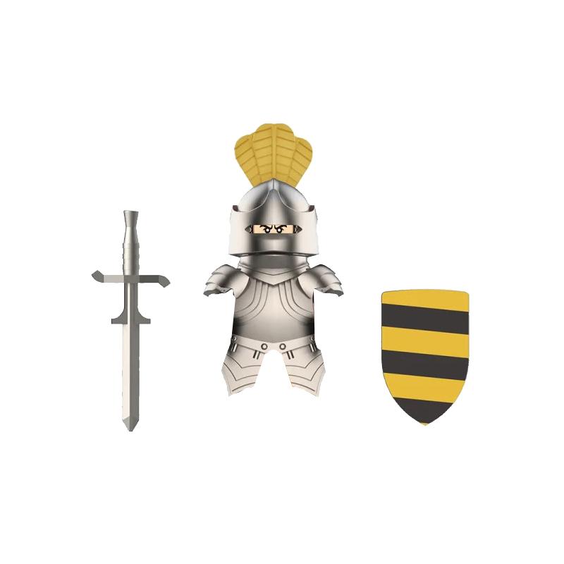Medieval Castle Soldier Action Figures Building Block Dragon Anime Knight Accessory Warhorse Militia Helmet Shield Toy Gift S015