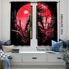 2Pcs Anime Samurai Curtain Cool Japanese Black And Red Art Curtain For Bedroom Asian Chinese Red Sun Curtain For College Dorm