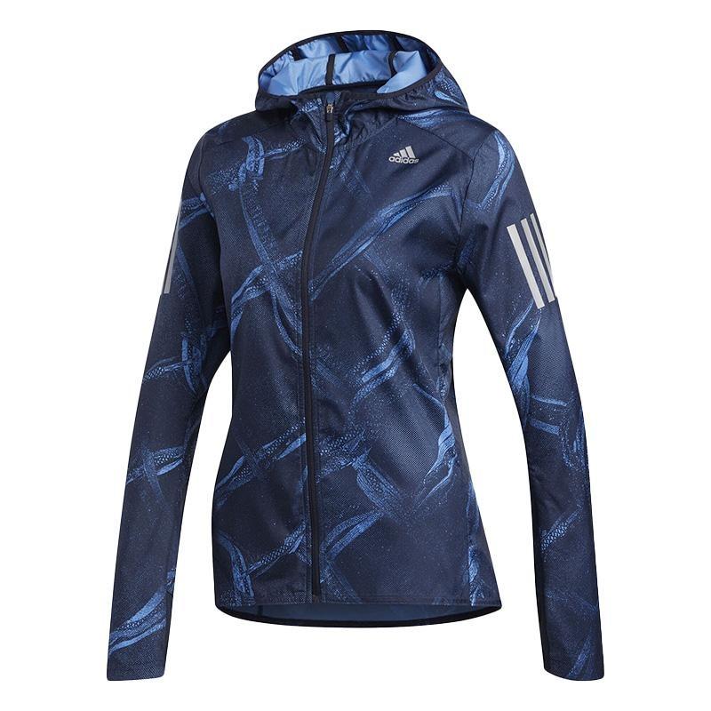 adidas W Own The Run Hooded Zip Long Sleeve Jacket Women Jacket Navy-Blue DZ2011