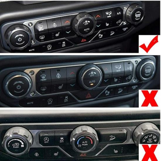 4x Blue Air Condition/Headlight Switch Knob Trim Cover for Jeep Wrangler JL&JT