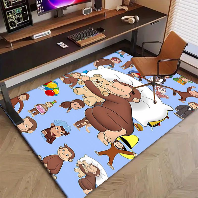 1pc Curious George (2) Design Printed Area Rug Carpet for Bedroom Living Room Home Decor Rugs Mat Non Slip Mat Rug for Bedside