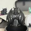 Yousheng Halloween Reading Book Skeleton Figurine, Spooky Reading Devil Resin Sculpture, Gothic Black Robe Grim Reaper Statue for Home