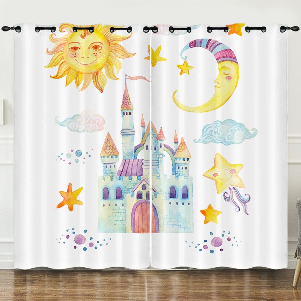 Curtains European And American Cartoon Animals Bear Deer Digital Printing Blackout Curtain Bedroom Punching