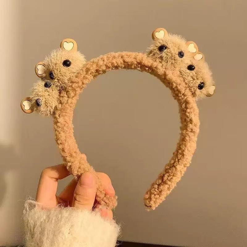 Versatile Cute Bear Plush Headband for Women - Stylish Hair Accessory for Face Washing