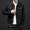 Trendig Svart Denimjacka för Herrar - Vår/Höst Koreansk Hong Kong-stil Slitstark