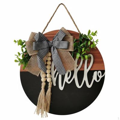 Round Wooden Welcome Sign Lettering Housewarming Gift Farmhouse Door Wreath for Homeowners,