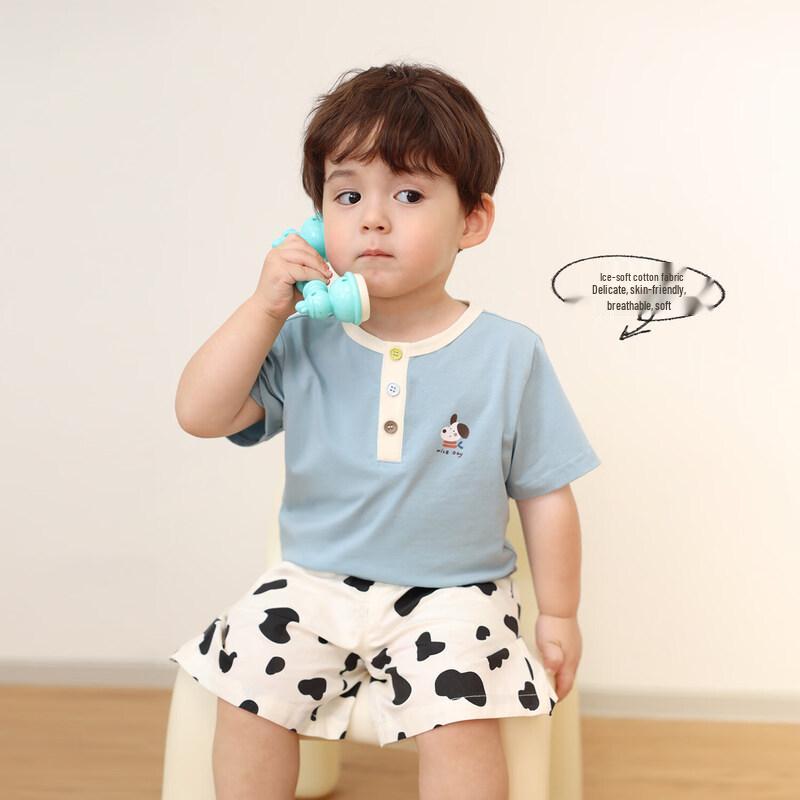 LUSON Baby Boys' Contrast Polo Collar Short Sleeve T-shirt