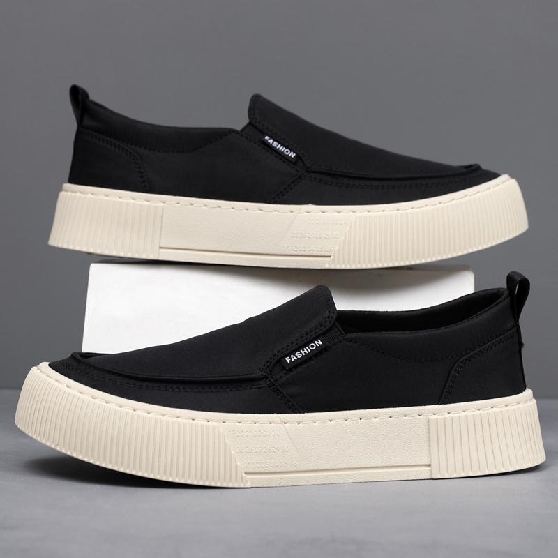

Мужская повседневная обувь Платформа Холщовая обувь Дышащая Обувь слипоны Мужские лоферы Удобная Легкая обувь для ходьбы Размер 48 39 чёрный