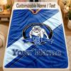 Flannel BlanketCanterbury-Bankstown Bulldogs Custom Name Text Personalized Soft Warm Throw Blanket Home Decor Gift