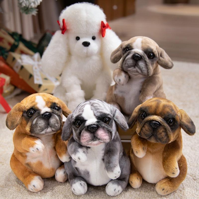 1Pcs Stuffed Doggy Cute Fluffy Plush Pet Room Decor Realistic Sitting Poodle Pug Puppy Plush Toys Children Birthday Gift