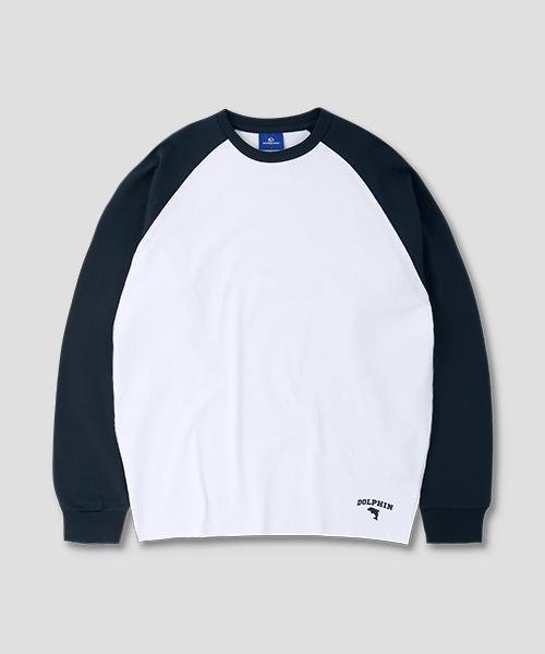 DOLPHIN WAVE APPAREL Dolphin Silicone Print Raglan Long Sleeve T-Shirt Navy