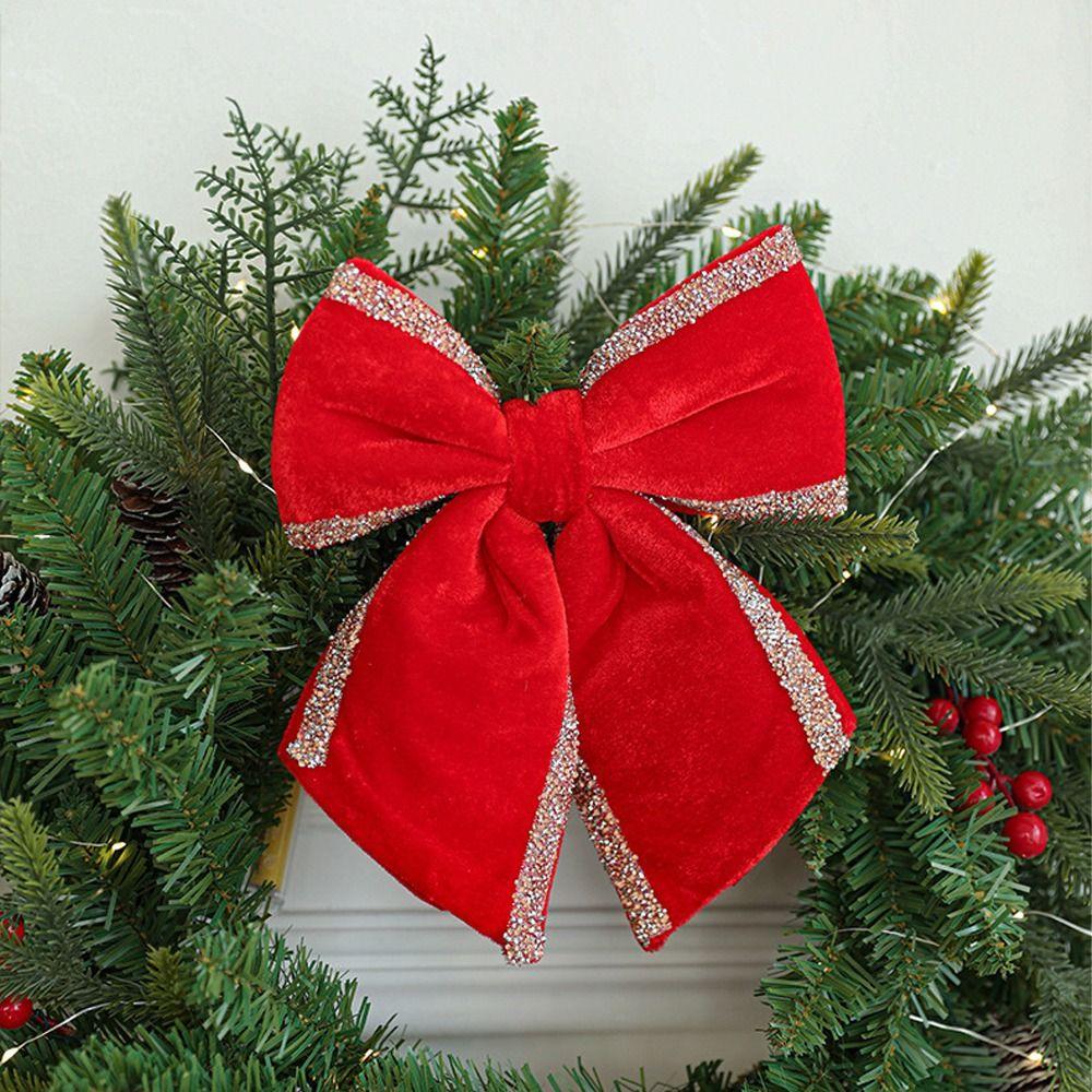 

Large Flocking Christmas Bow Ornaments Cartoon Merry Christmas Decorations Holiday Decorations S розовый