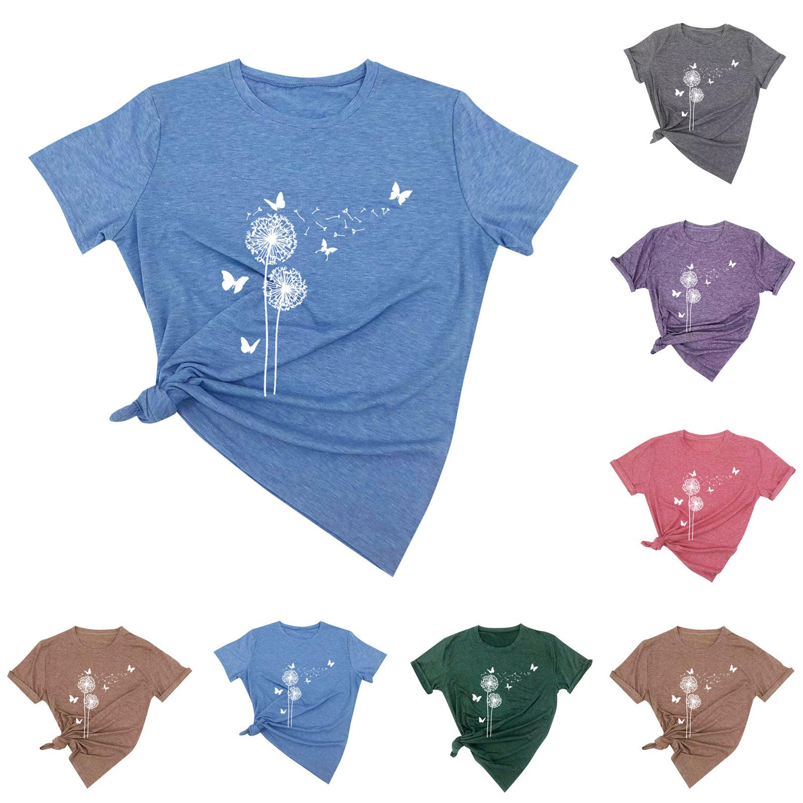 

(Почему я) Женские модные повседневные топы с принтом, рубашки с короткими рукавами, пуловеры с круглым вырезом, футболки