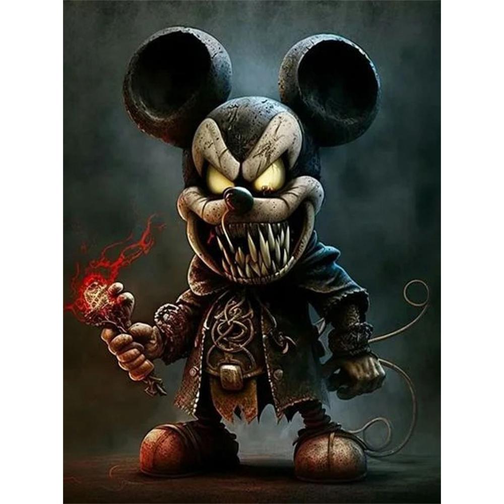 

Disney Diamond Painting Dark Gothic Style Magical Mickey Mouse Art Illustration Mosaic Art DIY Cross Stitch Embroidery Set, Full Diamond HomeDecorGift Round 20x30cm