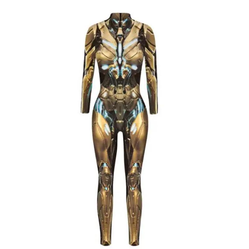 

Сексуальный женский комбинезон в стиле панк с роботом, комбинезон, костюмы для косплея, зентай, вечерние боди для выступлений на Хэллоуин, платье Kids XL серебряный