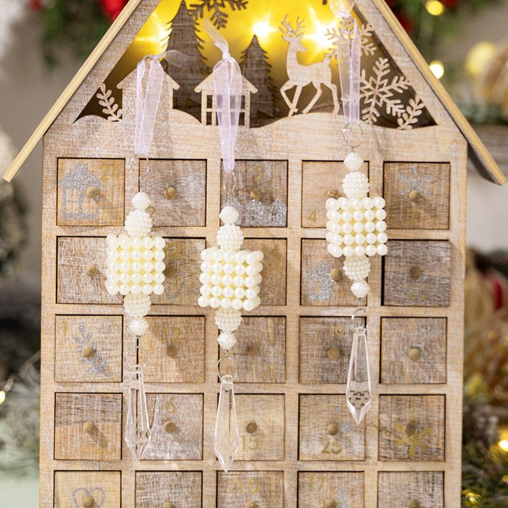 3pcs PVC Christmas Pearl Ice Cone Pendants DIY Xmas Tree Hanging Ornament  Winter Party Home Decor