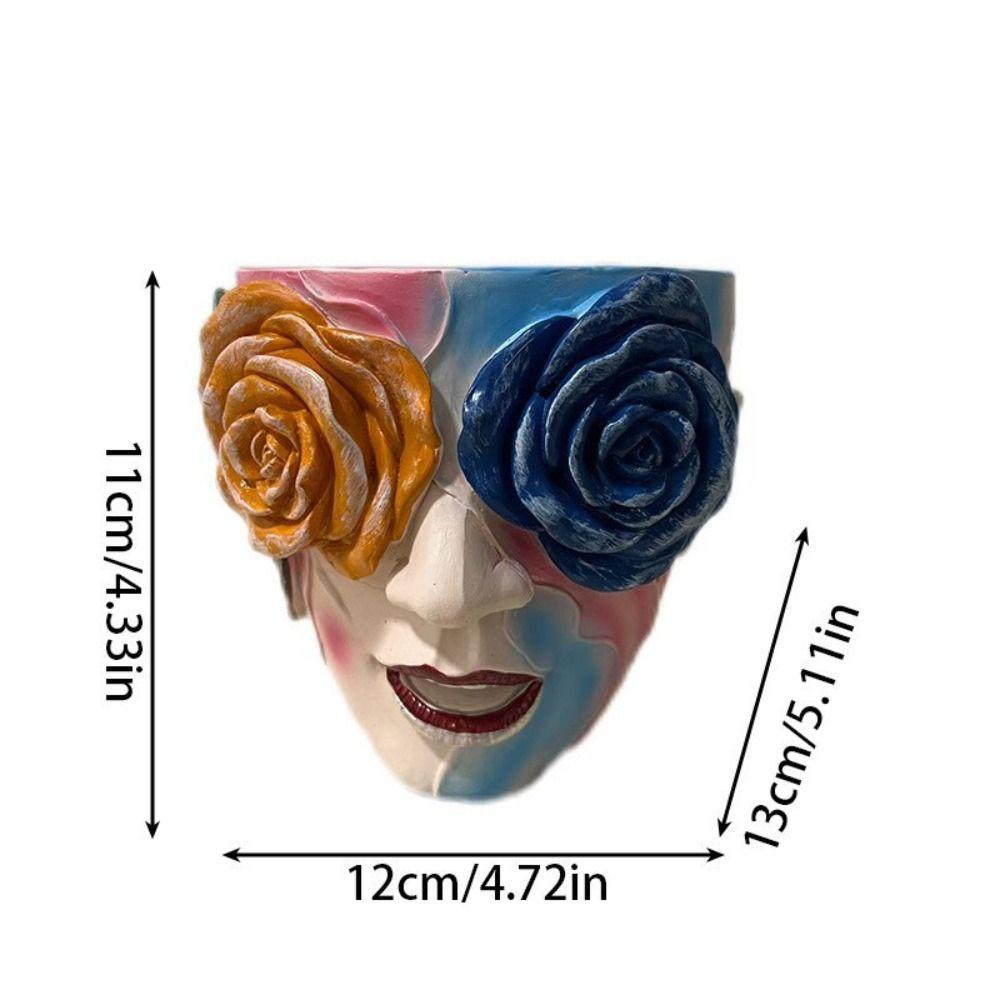 Rose Eyes Girl Face Flowerpot Funny Figure Planter For Indoor Outdoor Plants Flower