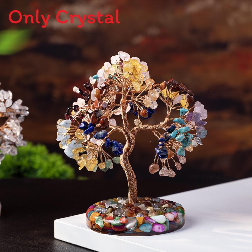 Natural Crystal Wealth Tree Home Decor With Rainbow Colors For Living Room Display