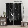 2Pcs Polyester Starry Night Moon Printing Window Curtains Birthday Party Decoration Backdrop Drapes for Living Room