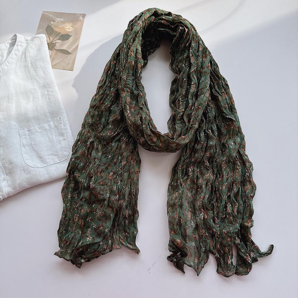 

WTEMPO Floral Cotton and Linen Scarf for Women All Seasons Soft and Retro Warm Shawl