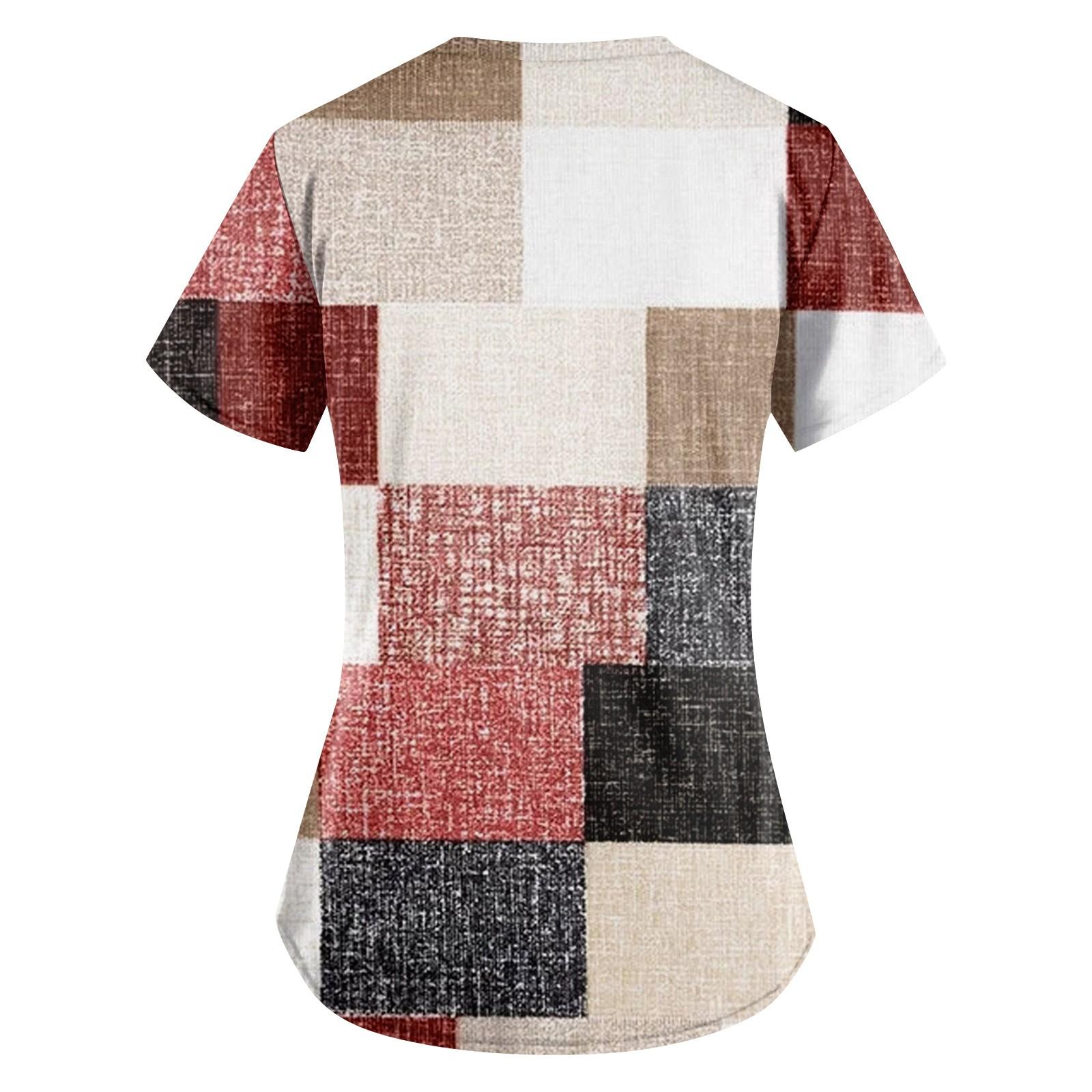 Женские топы с короткими рукавами и v-образным вырезом с принтом — фото 3