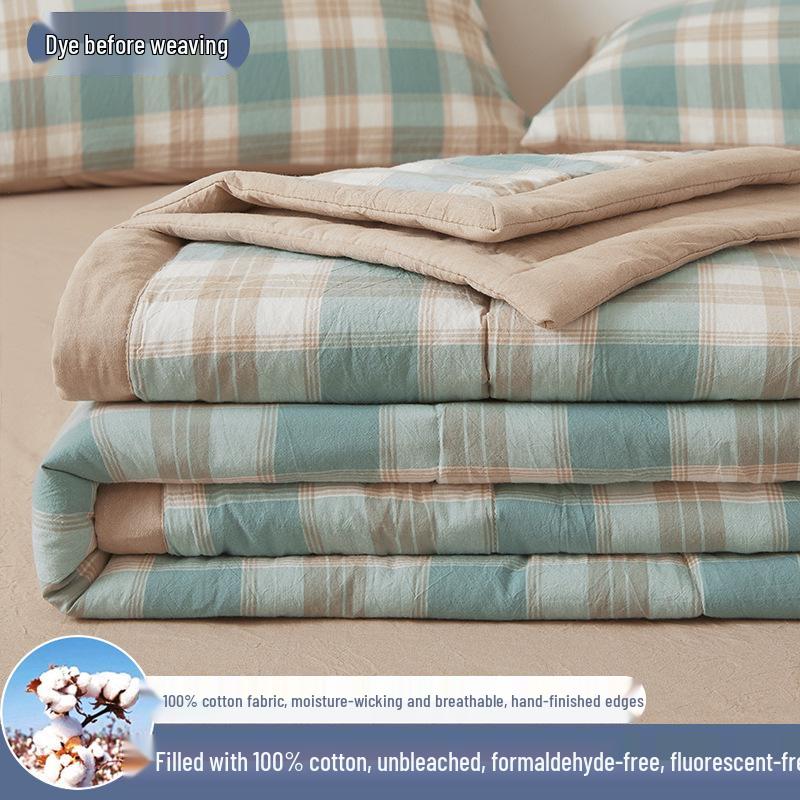 Inside and Out All-Cotton Quilt - 100% Pure Xinjiang Cotton Summer Air Conditioner Quilt for Single or Double Person