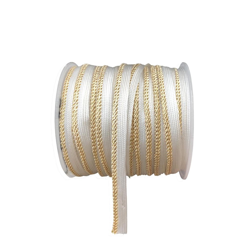 Largeur 10mm 50 Yards Cordon Passepoil Biais Bord Doré Argenté Blanc Ruban Biais Pour Patchwork Vêtement Couture Fabrication Garniture Fourniture
