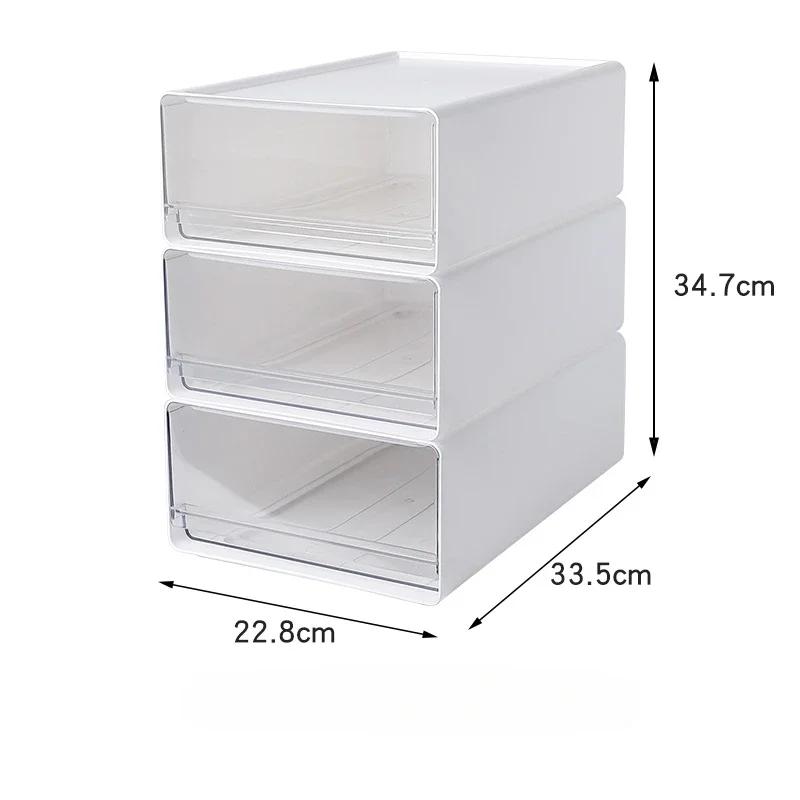 Office Desktop Storage Box Organizer Drawer-style Workstation A4 File Storage Cabinet Transparent Storage Boxes Stackable Rack