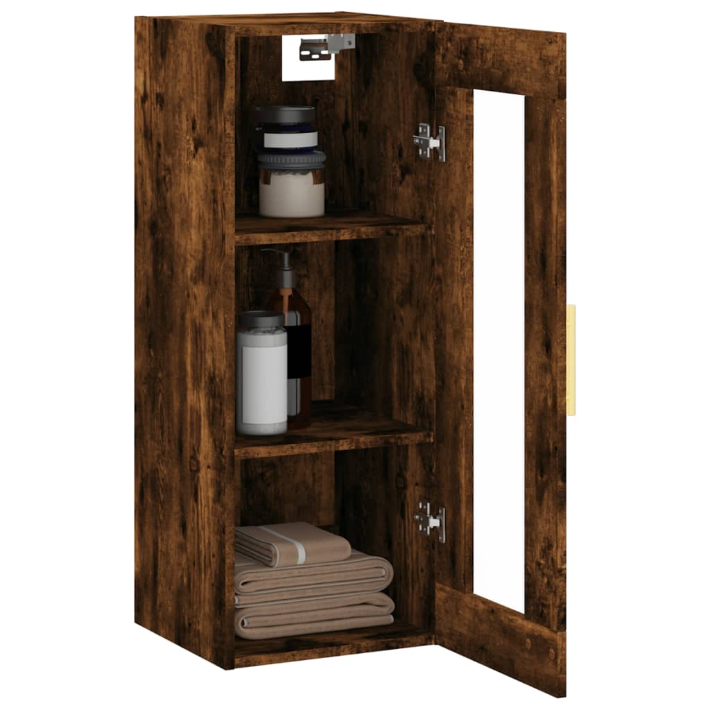 Wall Mounted Cabinet Smoked Oak Finish 34.5 x 34 x 90 cm