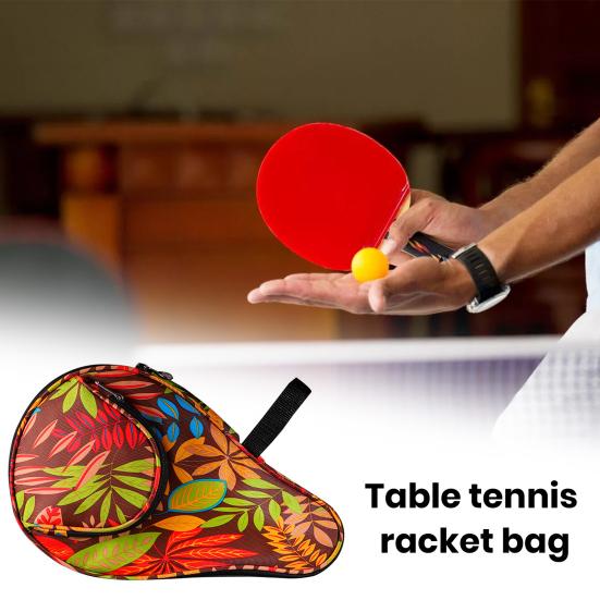 Table Tennis Racket Bag Exquisite Pattern Zipper Closure Anti-scratch Dustproof with Pocket Protective