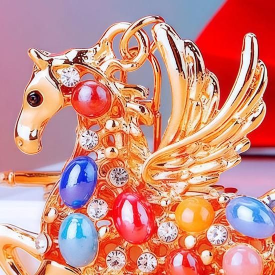 Horse Keychain Sparkling Rhinestone Keyring with Sparkling Rhinestones Inlaid Decorative Good Fortune Key Chain Holiday Accessory