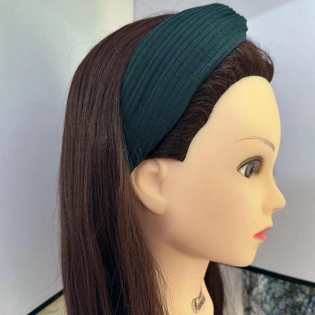 Strick-Stirnband im koreanischen Stil mit Überkreuz-Design für Damen - Elastischer Haarreif zum Gesichtwaschen, für Yoga und Sport.