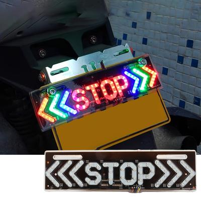 1 pieza Panel de luz para matrícula de motocicleta 12V Luz decorativa con patrón "STOP"