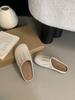 Fashion Outwear Round Toe Mules Daily Shoes For Women Retro Flats Slip On French Style Half Slippers Comfort Slides Soft Footbed Sandals