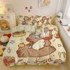 Motivo capibara dei cartoni animati, Set di biancheria da letto in microfibra, Biancheria da letto per bambini con cerniera, Decorazione per la stanza, Copripiumino per adolescenti e adulti, Set da 3 pezzi
