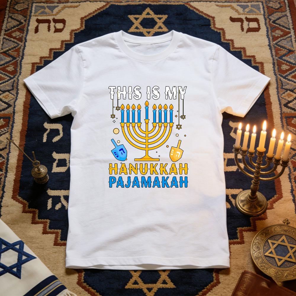This Is My Hanukkah Pajamakah Unisexorah Chanukah Classic TShirt Women Unisex Casual Cotton Graphic T Shirt Festival Shortsleev S