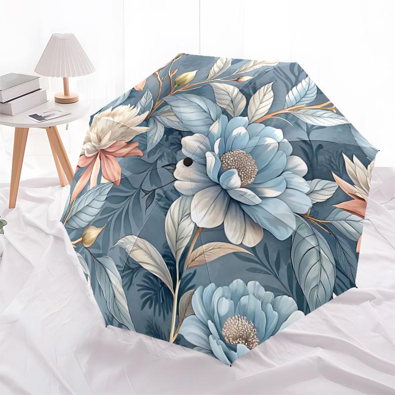 1pc Floral Pattern Automatic Open/Close Umbrella, Windproof, Folding Compact Umbrella with Lightweight Design for Women/Men031