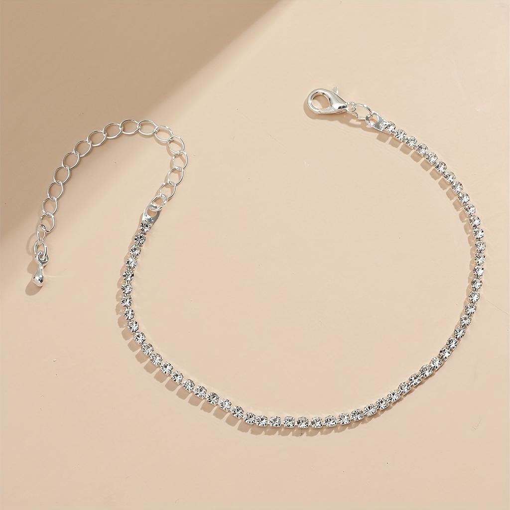 Summer Fine Paragraph Shiny Full Diamond Anklet Fashion Hundred Matching Sexy Anklet High-Grade Women's Anklets