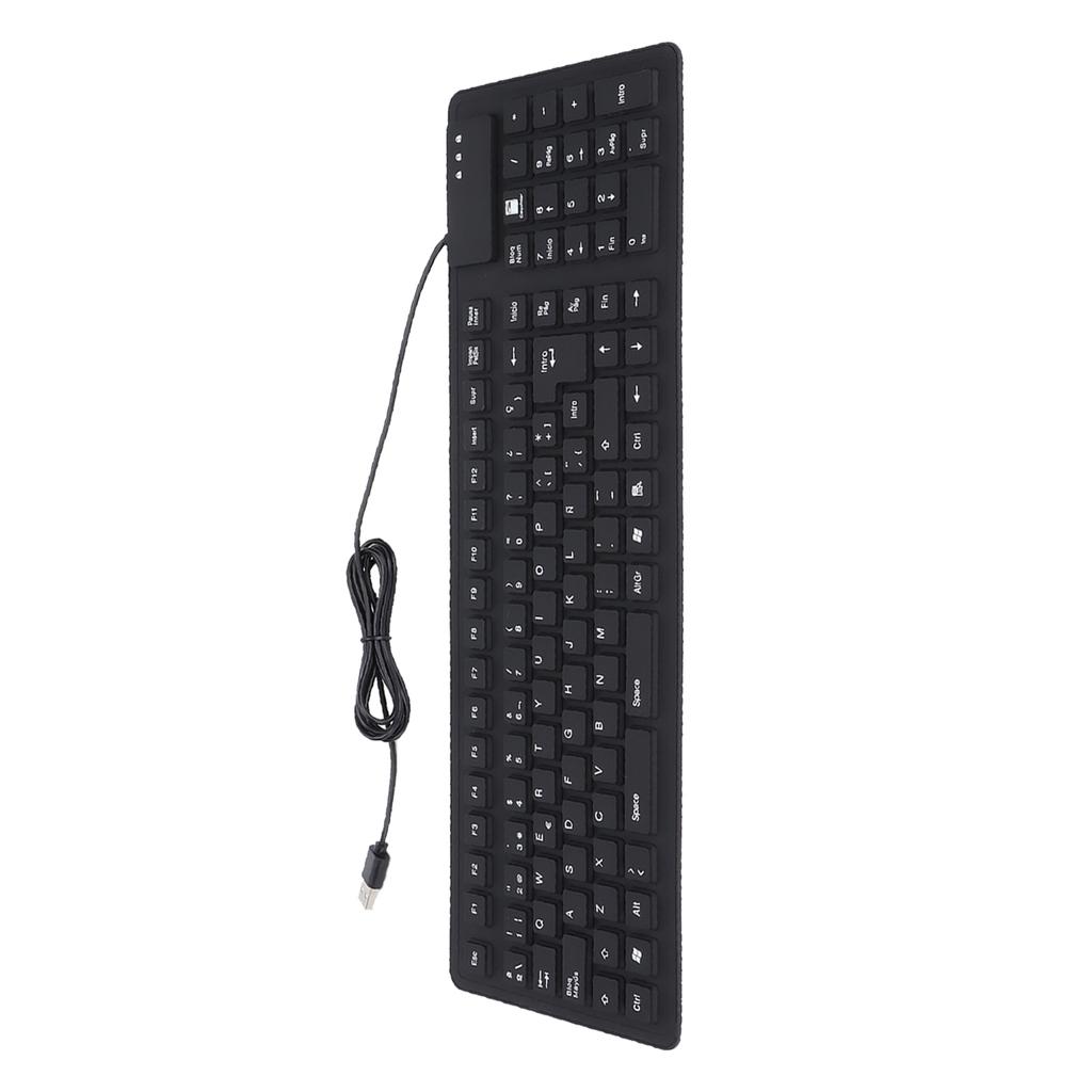 Keyboard 108 Key Spanish USB Wired Portable Foldable Quiet Waterproof Dustproof Silicone Keyboard