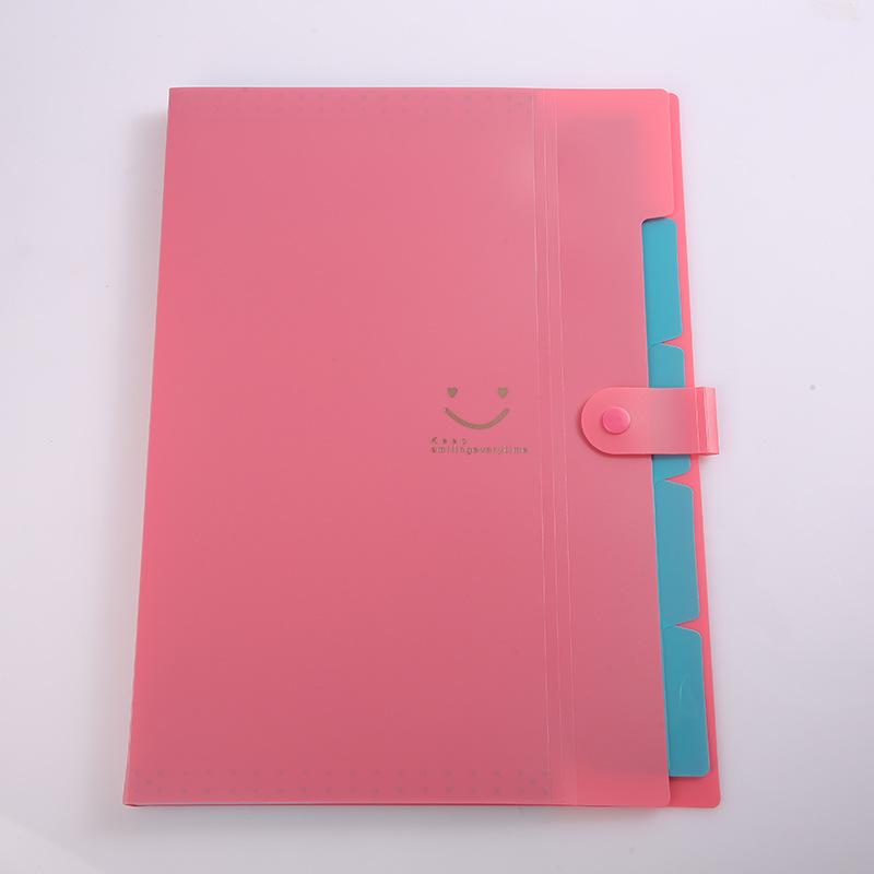 Smiley Pp Folder A4 Information Book Spot Five Grid Smile File Bag Purple Button