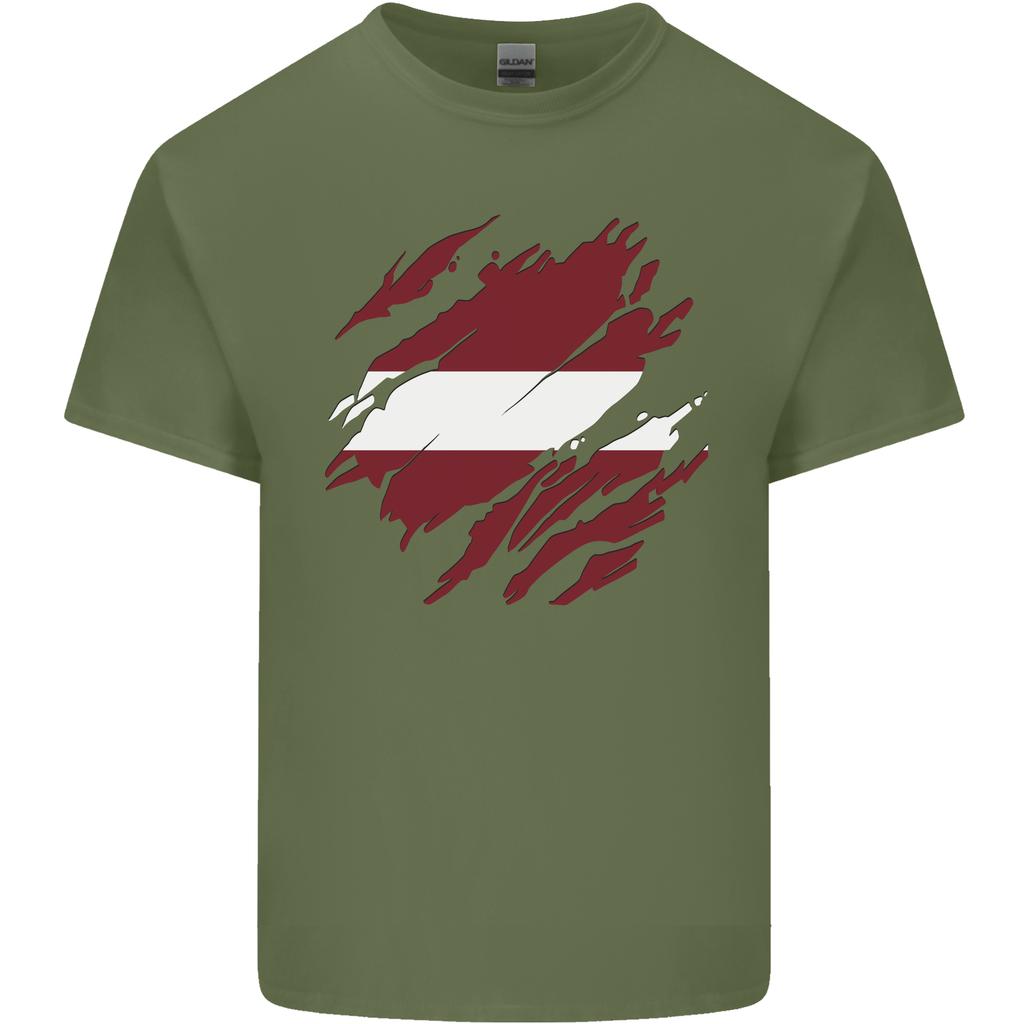 Torn Latvia Flag Latvian Day Football Unisexs Light Cotton Tshirt