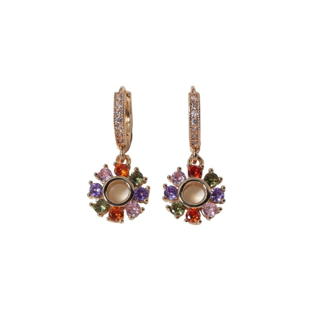 1 Pair Fashion Round Garland Dangle Earrings for Women Zirconia Earring Jewelry Daily Wedding Party Accessories