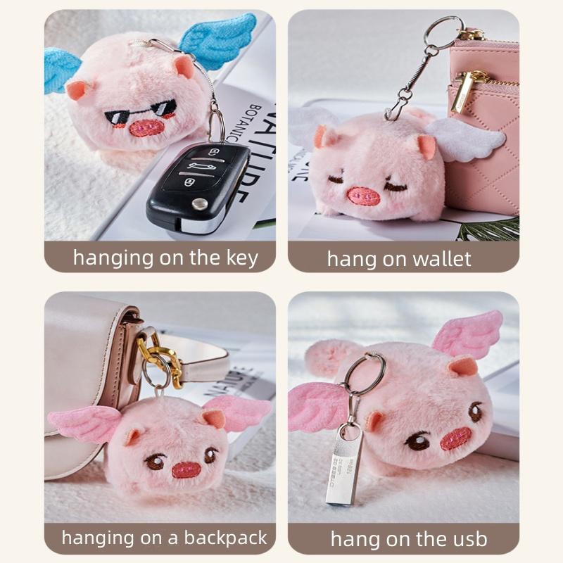 Adorable Plush Flying Pig Pendant- Perfect Car Key Ornament For Girls With Vibrating Wings And Tail!