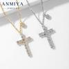 ANMIYA Trendy Fashion Plated 18K Gold Plated 925 Sterling Silver Zircon Cross Fine Pendant Necklace for Lady Gift