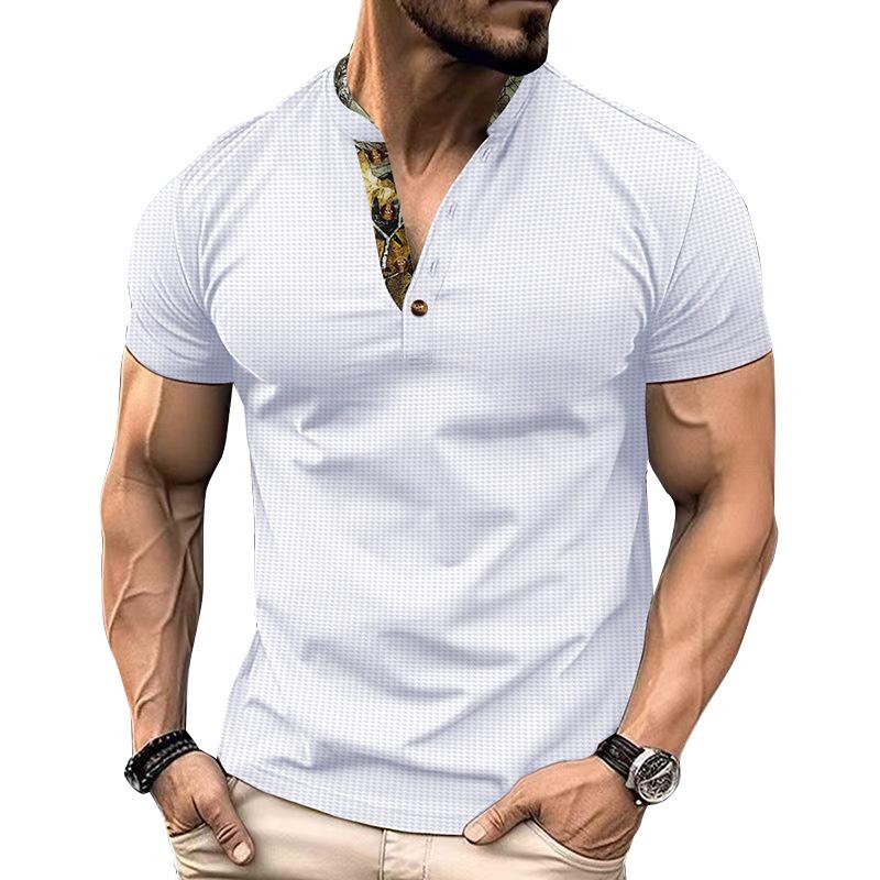 Summer Men's Short Sleeve Tops Waffle Lapel Camouflage Polo Shirt Plus Size Polo Shirt Men's Casual T-Shirt Tops