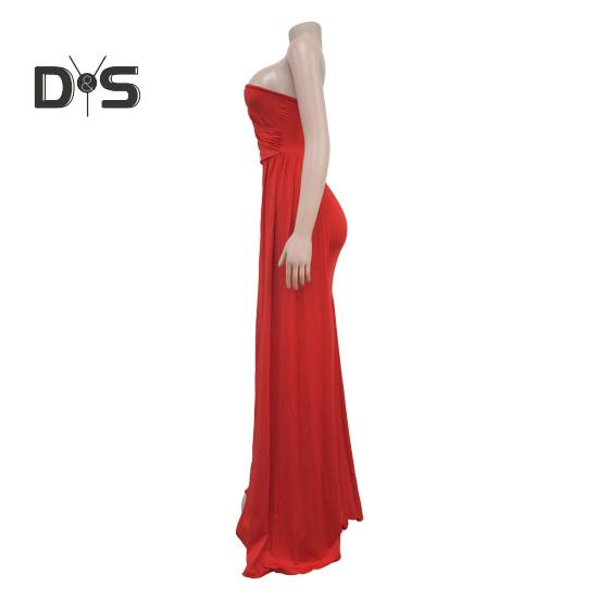 Dámské večerní šaty na jedno rameno Bez rukávů Dělený lem Jednobarevný Plisovaný Jednobarevný Plesový maxi Společenský koktejlový ples