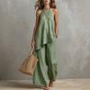 European Style Women Clothing Casual Round Neck Tank Set